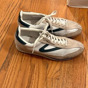 Tretorn White and Tan Sneakers with Black Accents